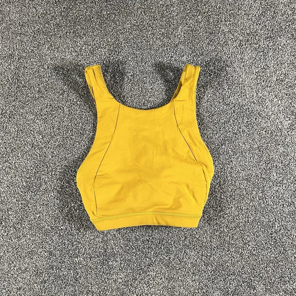 Lululemon Energy Long Line Sports Bra Yellow Medium Support Women's Approx 6